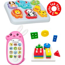 Oyuncakzade Eğitici Yumuşak Kulaklı Tavşan 🐇 Telefon Geometrik Şekiller Sevimli Hayvanlar Bultak