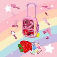 Oyuncakzade Aksesuarlı Çekçekli Güzellik Valizi ve Çilek Makyaj Seti 2li Set