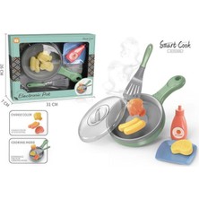 Oyuncakzade Oyuncak Kız Erkek Eğitici Oyuncak Sesli Işıklı Renk Değiştirebilen Gıdalı Kızartma Tava Seti