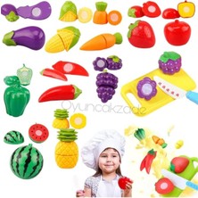 Oyuncakzade Oyuncak Sebze Meyve Kesme Oyunu 24 Parça Set Evcilik Oyuncakları Kız & Erkek Çocuk Oyuncakları