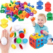 Oyuncakzade Bul Tak Yumurta Eşleme Oyunu + Geometrik Somun Vida Çevirme+ Bultak Puzzle Eğitici Zeka Geliştirici