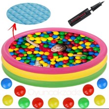 Oyuncakzade Yumuşak Taban Çocuk Havuzu 114X25 + 100 Adet Havuz Topu + Bebek Havuz Pompa Hediye