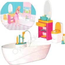Oyuncakzade Oyuncak Aksesuarlı Küvetli Banyo Kız Oyuncakları Banyo Seti