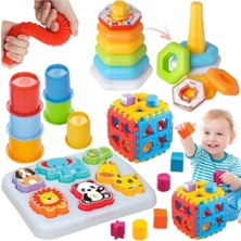 Oyuncakzade Sevimli Hayvanlar Bultak + Çıngıraklı Halka Bulmaca + Bul Tak Puzzle + Bardak Kule + Pop Tube Hediye