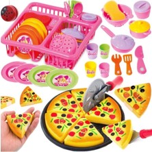Oyuncakzade Oyuncak Bulaşıklık Bardak Tabak Tencere Set + Oyuncak Pizza Kesme Oyunu + Yoyo