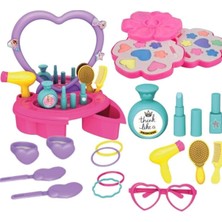 Oyuncakzade Aksesuarlı Masa Üstü Güzellik Masası Sürülebilir 2 Katlı Makyaj Oyunu Kız Oyuncak Seti