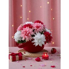 Neşeli Çiçekler Apay Çiçek Buketi Özel Tasarım Ev Süsleri 30X35CM Silindir Kutuda Sevgililer Günü Hediyelik