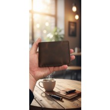 MONVRA Hakiki Deri Erkek Cüzdanı Minimalist Ince Kartlık Kahverengi