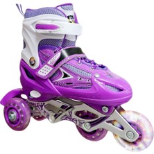 Oyuncakzade Mor Çift Sıra Ayarlanabilir Işıklı Alüminyum Gövde Alıştırma Pateni