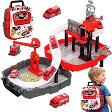 Oyuncakzade 48 Parça Itfaiye Oyuncak Seti - Sırt Çantalı Asansörlü Araba Garaj Helikopter Pisti Oyun Seti