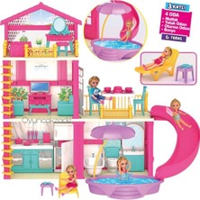 Oyuncakzade Oyuncak Minyatür Ev 3 Katlı 4 Odalı Tatil Evi Kaydıraklı Teraslı Oyun Evi Tüm Aksesuarlar Dahildir