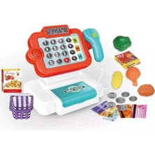 Oyuncakzade Oyuncak Yazar Kasa Kırmızı Pilli Sesli Işıklı Barkod Okuyuculu Gerçek Hesap Makinası Aksesuarlı