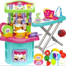 Oyuncakzade Candy Oyuncak Şef Mutfak + Candy Aksesuarlı Ütü Masası + 14 Parça Kesilebilen Meyve Sebze Set