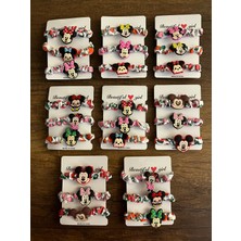 Gülümse Gel Kız Çocuk 1 Kart 3'lü Minimaus Mikimaus Figürlü Lastik Toka Kumaş