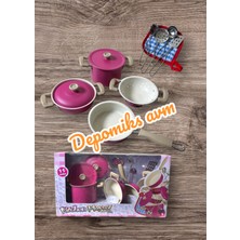 Oyuncakzade Oyuncak Metal Tencere 11 Parça Pembe Metal Tencere Tava Seti