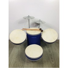 Oyuncakzade Mavi El Yapımı Çocuk Ahşap Bateri Seti