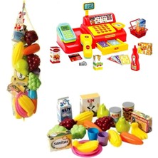 Oyuncakzade Süper Market Yazar Kasası ve Filede Oyuncak Meyveler Oyuncak Oyun Seti Set