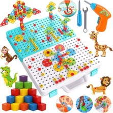 Oyuncakzade 3D Puzzle Eğitici Yapı Oyuncakları Mozaik Hayvanlar Renkli Ahşap Küpler Eğlence Temalı