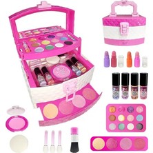 Oyuncakzade Oyuncak Makyaj Çantası Sürülebilir Çocuk Makyaj Set + Gerçek Makyaj Aynası + Aksesuarlar