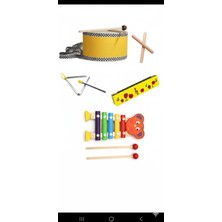 Oyuncakzade Anaokulu Ritim Seti: Davul, Ksilofon, Baget ve Üçgen Müzik Aletleri