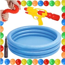 Oyuncakzade Çocuk Oyun Havuzu 114CMX25CM + Havuz Topu + Su Tabancası + Pop Tube Hediye