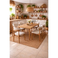 Lif Mobilya 6 Kişilik Polo Sandalye Yemek Takımı Mdf Masa Doğal Ahşap Renk