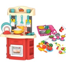 Oyuncakzade Oyuncak Büyük Boy Şef Mutfak Set + Aksesuarlı Bulaşıklık + 12 Parça Meyve Kesme Set