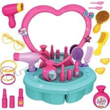 Oyuncakzade Çekmeceli Güzellik Salonu 17 Parça Aksesuarlı Gerçek Aynalı Kız Çocuk Makyaj Seti