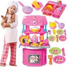 Oyuncakzade Barbıe Şef Mutfak Pembe Bulaşıklık Kız Çocuk Oyuncak Mutfak Set