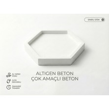 Esepix Dekoratif Ham Beton Altıgen Tepsi  Takı, Mum ve Sunum Standı  Verniksiz Doğal Beyaz