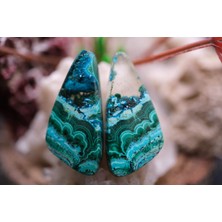 Aries 23.45CT 27.7X13.2MM Natural Pear Chrysacolla&malachite Pair