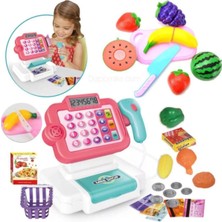 Oyuncakzade Oyuncak Yazar Kasa Sesli Barkod Okuyuculu Mini Market Sepeti Kesilebilen Meyve Sebze Set