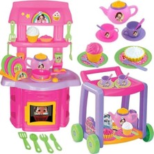 Oyuncakzade Mutfak Kız Çocuk Oyuncak Çay Servis Arabası Eğitici Evcilik Oyuncaklar Oyun Seti Depomiks