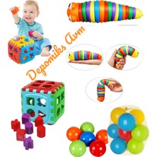 Oyuncakzade Bultak 14 Parca +Esnek Tırtıl + 10 Adet Top Hediyeli Oyuncak Oyun Seti 3 Lü Set Avantajlı Oyuncak