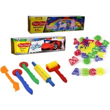 Oyuncakzade Oyun Hamuru 4 Renk 8 Adet + Şekillendirme Seti ve Kalıp Harfler Seti Toplam 39 Parça Eğitici Hamur