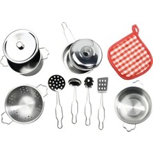 Oyuncakzade Oyuncak Metal Tencere Tava Takımı Kız Erkek Oyuncak Çelik Tencere Tam Takım