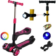 Oyuncakzade Cool Wheels LED Işıklı Frenli Oturaklı Ayarlanabilir Boy Combo Scooter LED Aydınlatma Hediyeli