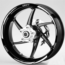 Beta Moda Hub Motosiklet Jant Şeridi Mondial Drift Uyumlu Beyaz Yazılı 3 Parçalı Sağ-Sol/ön-Arka