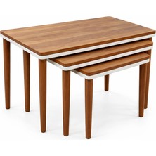 Senka Gofret 3'lü Kalın Zigon Sehpa Ahşap Ayak %100 Mdf