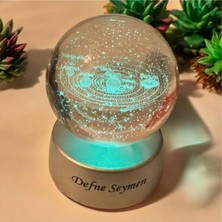 Keyfim Shop Kişiye Özel Renk Değiştiren LED Işıklı Cam Küre Gezegen Lamba Kar Küresi