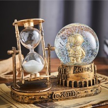 Keyfim Shop Astronot Temalı Kum Saati ve Işıklı Orta Boy Kar Küresi