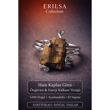 Erilsa Sertifikalı Özgüven Enerji Kalkanı Yüzüğü – Ham Kaplan Gözü Taşı – Ayarlanabilir
