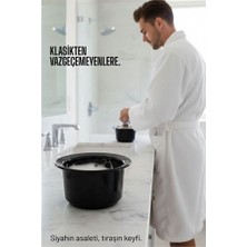 İlk El Grup Profesyonel Siyah Tıraş Tası  - Berber Tipi Ergonomik Sabun Köpürtme Kabı -