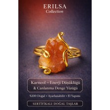 Erilsa Sertifikalı Enerji Düşüklüğü Canlanma Motivasyon Denge Yüzüğü – Ham Karneol Taşı – Ayarlamalı
