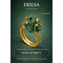 Erilsa Sertifikalı Kalp Enerjisi Duygusal Yenilenme Enerji Yüzüğü – Ham Zümrüt  Taşı – Ayarlamalı