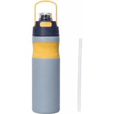 Weather Forecast 316 L Çelik Gri 580 ml Pipetli ve Kulplu Matara Suluk CIN844