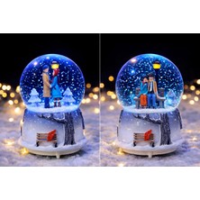 Trend Robo Romantik Çift Figürlü Püskürtmeli Müzikli Işıklı Kar Küresi – Sevgiliye Özel