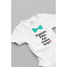 Overoz Üzgünüm Baba Aynı Kadına Aşığız Yazılı Beyaz Bebek Body Zıbın 5047