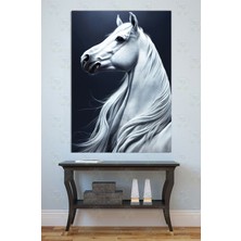 Mgi Design Zarif Beyaz At Portresi Kanvas Tablo Duvar Dekoru Asalet Hayvan Figürü Uzun Yele