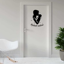 Beta Moda Hub Sevgi Dolu Anne ve Bebek Silüeti Bebek Odası Için Kapı Dekor Tasarımı Duvar Sticker, Çıkartma